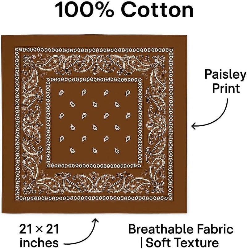 SUNRIBE 3 Pack Paisley Bandanas – 100% Cotton Square 21x21 Head Wrap, Headband, Face Cover, Neck Scarf for Men & Women - Image 3